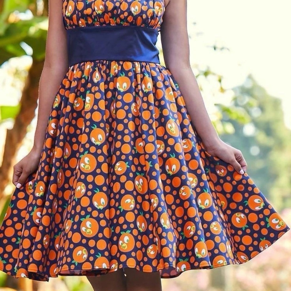 Disney Parks The Dress Shop Orange Bird Costume Dress Women's XS Navy Blue NEW! - Picture 3 of 9
